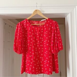 Bright Red Floral Top